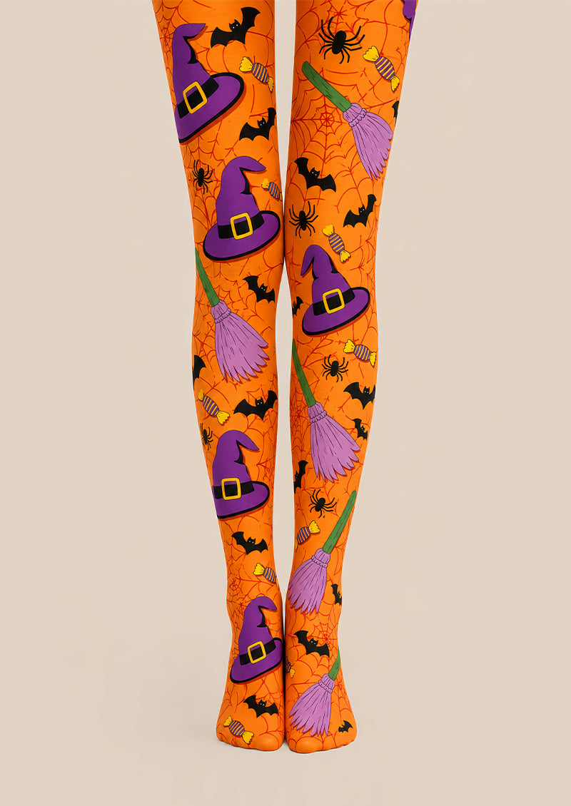 Orange Witch Hat Halloween Party Tights L67-27