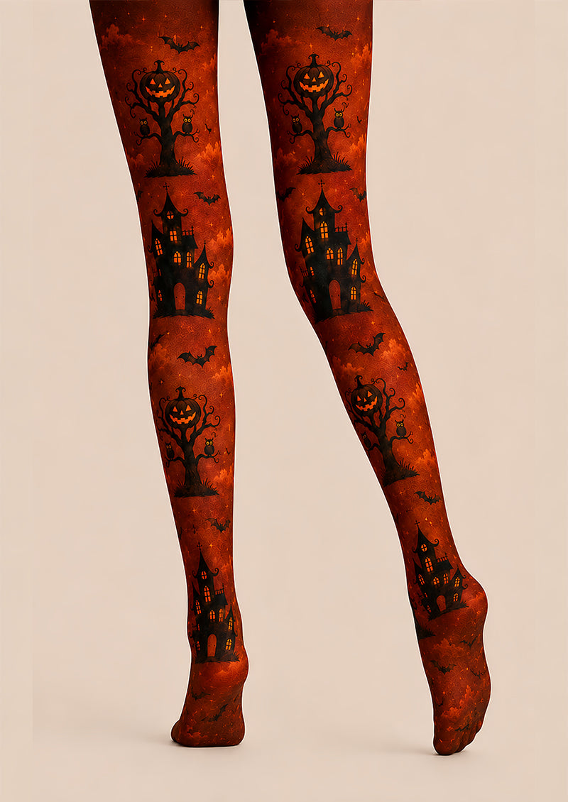 Haunted House Pumpkin Tree Tights Halloween Party Hosiery L67-28