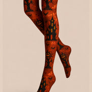 Haunted House Pumpkin Tree Tights Halloween Party Hosiery L67-28