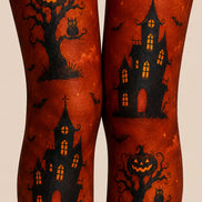 Haunted House Pumpkin Tree Tights Halloween Party Hosiery L67-28