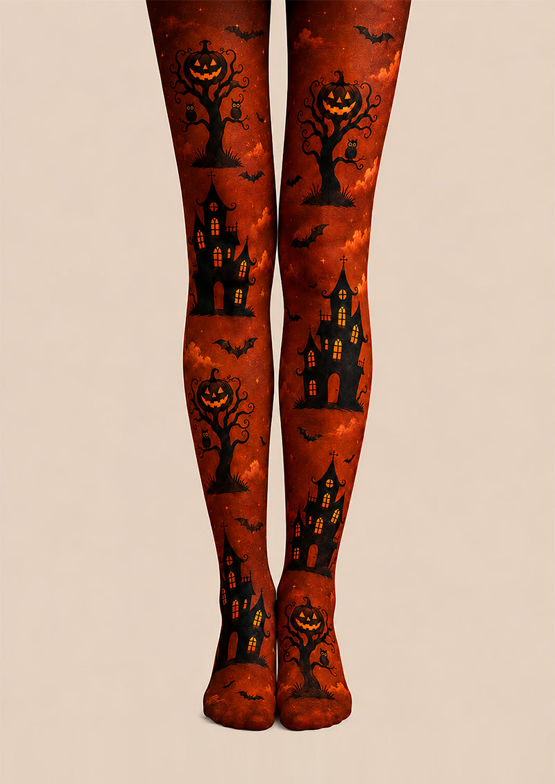 Haunted House Pumpkin Tree Tights Halloween Party Hosiery L67-28