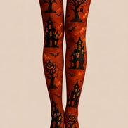 Haunted House Pumpkin Tree Tights Halloween Party Hosiery L67-28