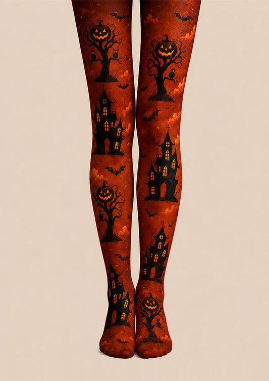 Haunted House Pumpkin Tree Tights Halloween Party Hosiery L67-28