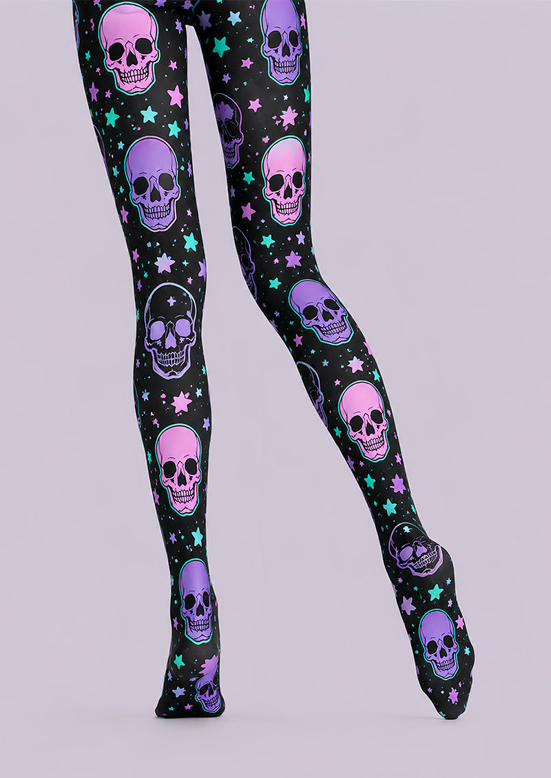 Colorful Y2K Skull Star Printed Pantyhose Festival Tights L67-29