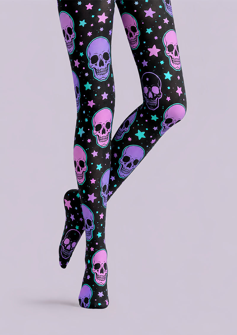 Colorful Y2K Skull Star Printed Pantyhose Festival Tights L67-29