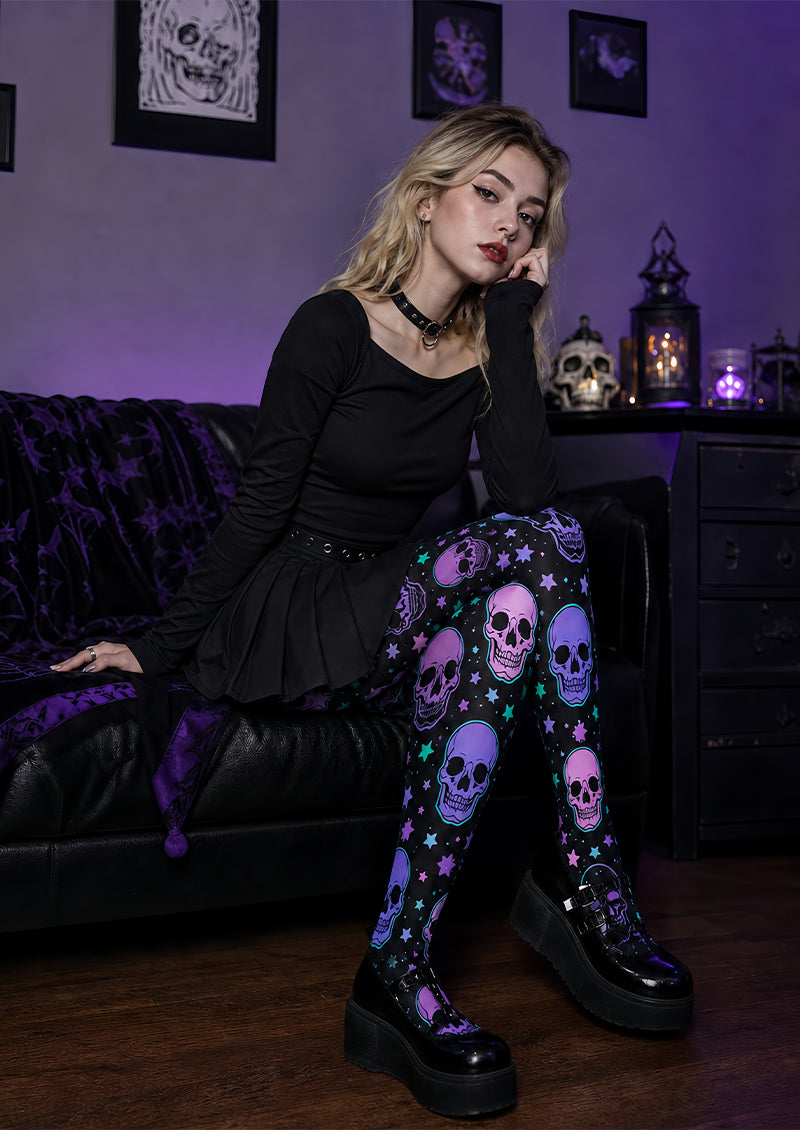 Colorful Y2K Skull Star Printed Pantyhose Festival Tights L67-29