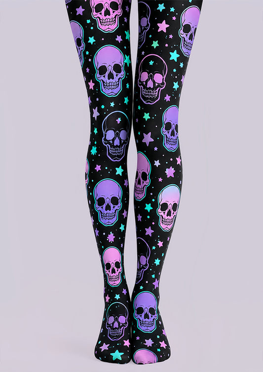 Colorful Y2K Skull Star Printed Pantyhose Festival Tights L67-29