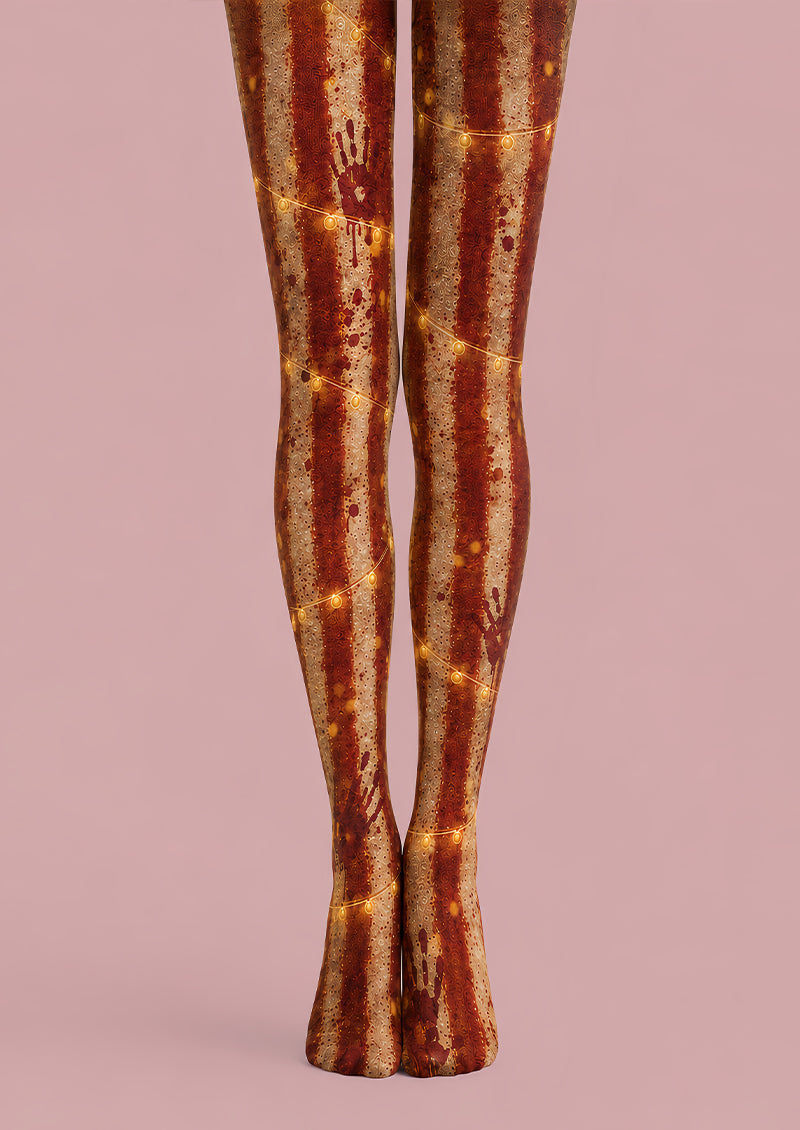 Bloody Handprint Pantyhose Stripe Halloween Patterned Tights L67-3