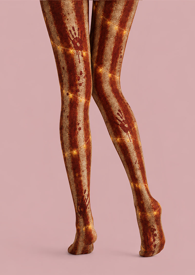 Bloody Handprint Pantyhose Stripe Halloween Patterned Tights L67-3