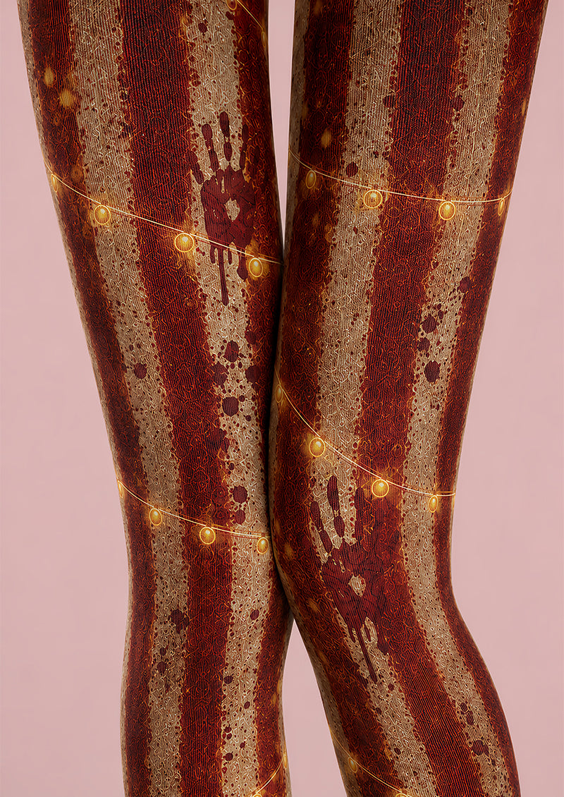 Bloody Handprint Pantyhose Stripe Halloween Patterned Tights L67-3