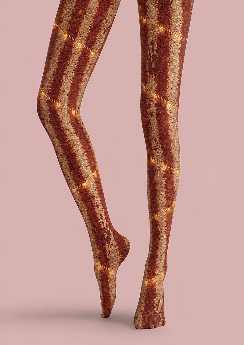 Bloody Handprint Pantyhose Stripe Halloween Patterned Tights L67-3