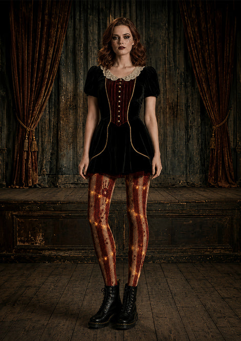 Bloody Handprint Pantyhose Stripe Halloween Patterned Tights L67-3