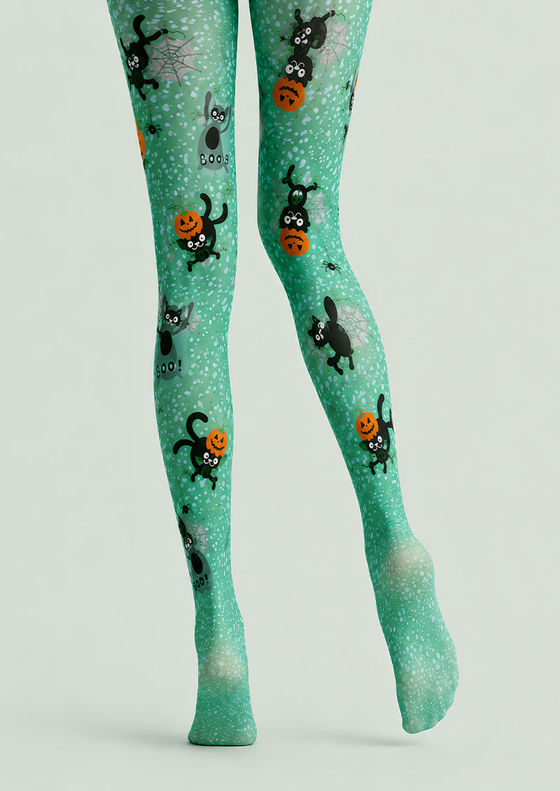Cartoon Black Cat Halloween Printed Pantyhose L67-32