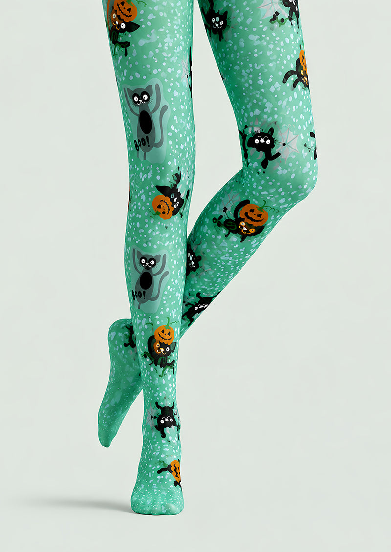 Cartoon Black Cat Halloween Printed Pantyhose L67-32