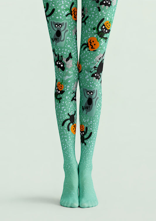 Cartoon Black Cat Halloween Printed Pantyhose L67-32