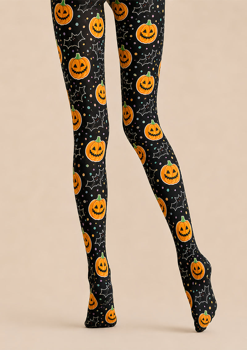 Cartoon Pumpkin Black Bat Halloween Tights Hosiery L67-33