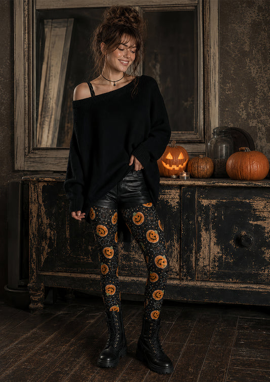 Cartoon Pumpkin Black Bat Halloween Tights Hosiery L67-33