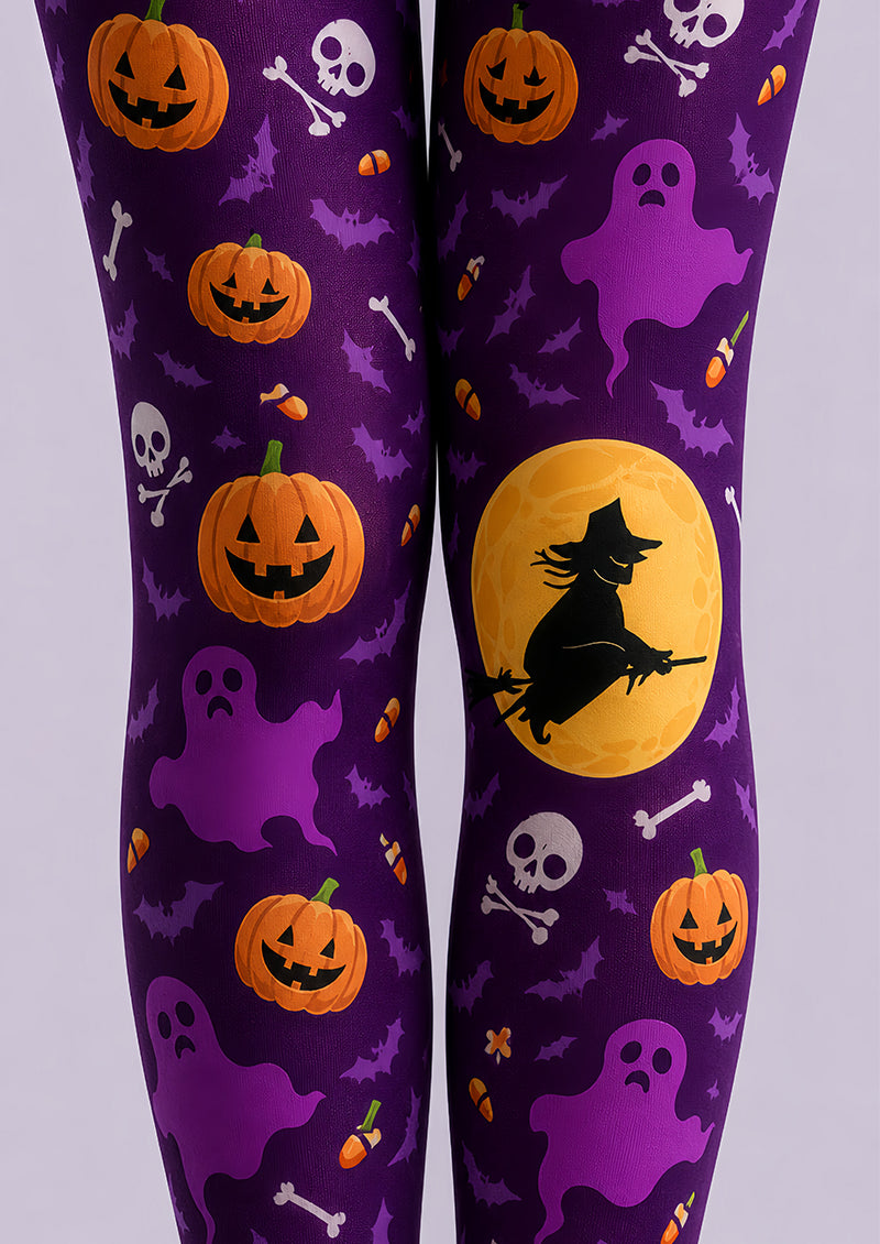 Pumpkin Purple Witch Halloween Cosplay Tights L67-34