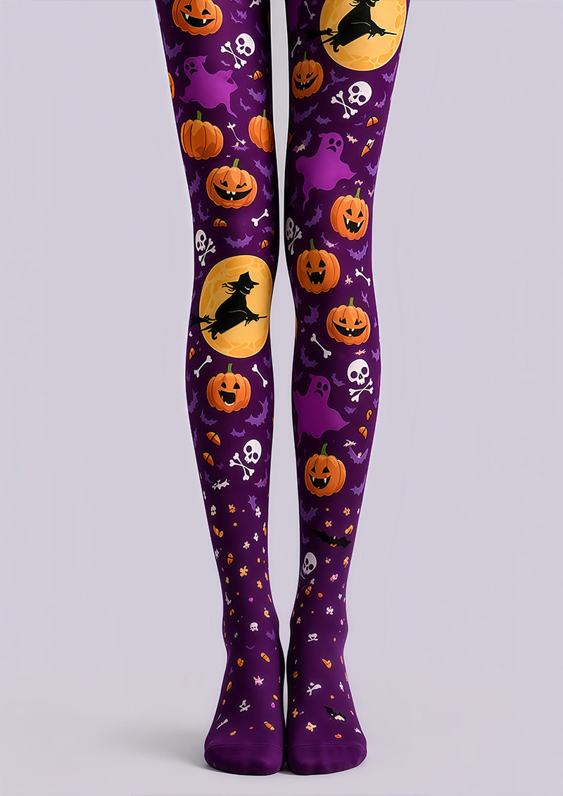 Pumpkin Purple Witch Halloween Cosplay Tights L67-34