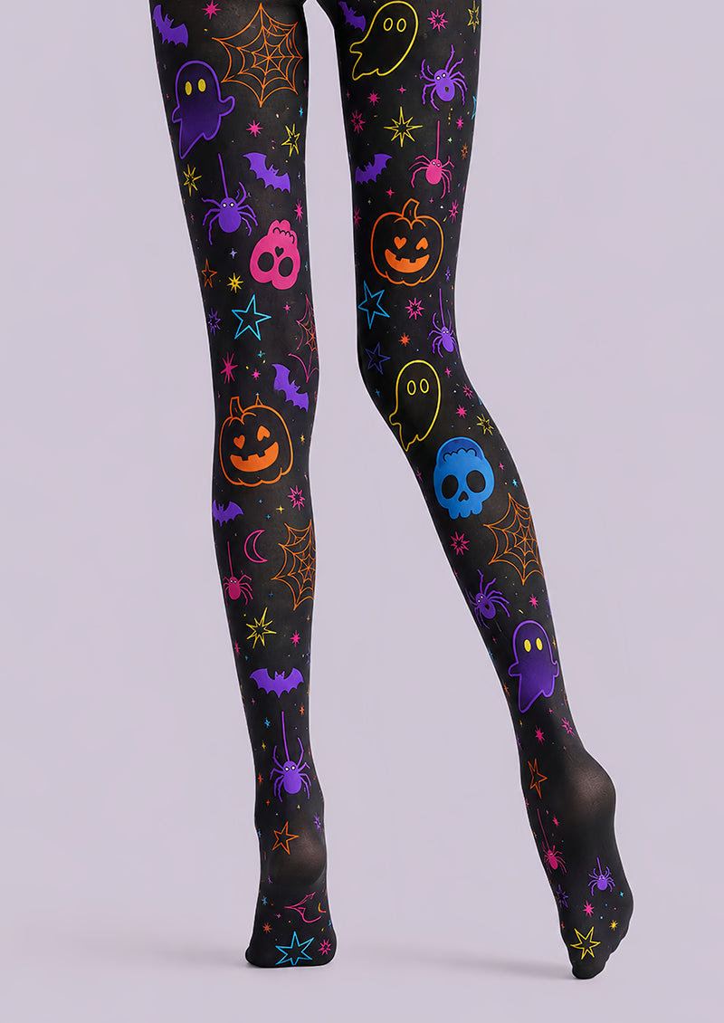 Colorful Skull Ghost Halloween Party Pantyhose L67-38