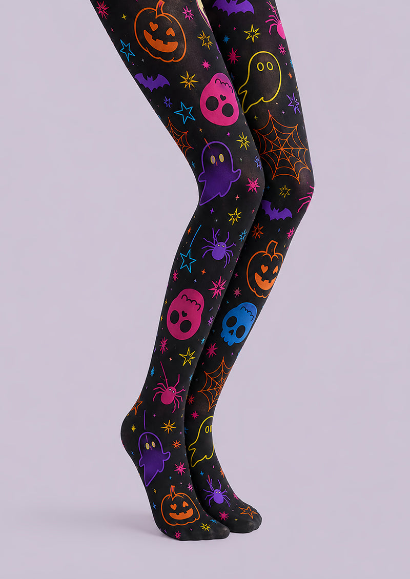 Colorful Skull Ghost Halloween Party Pantyhose L67-38