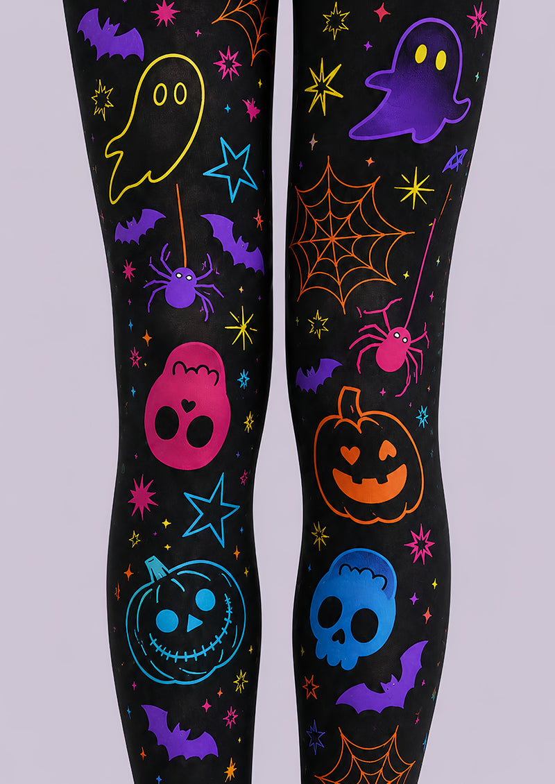 Colorful Skull Ghost Halloween Party Pantyhose L67-38