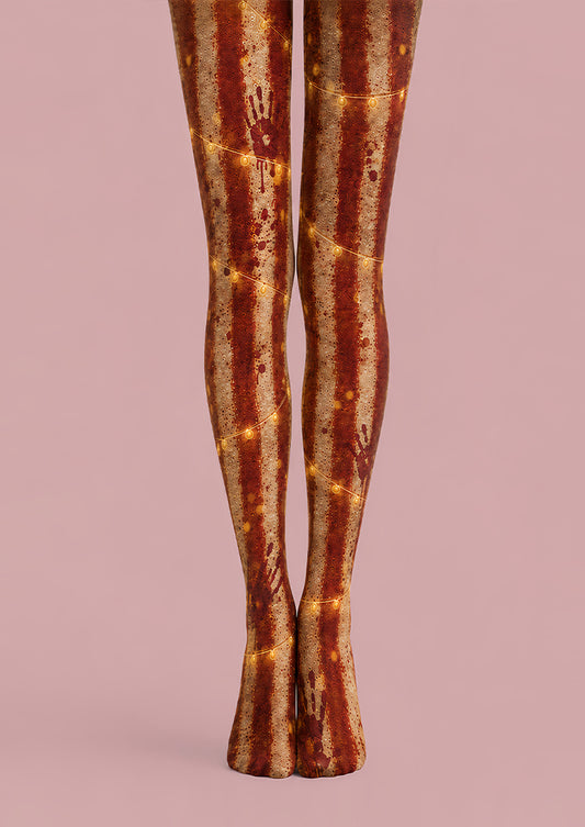 Bloody Handprint Pantyhose Stripe Halloween Patterned Tights L67-3