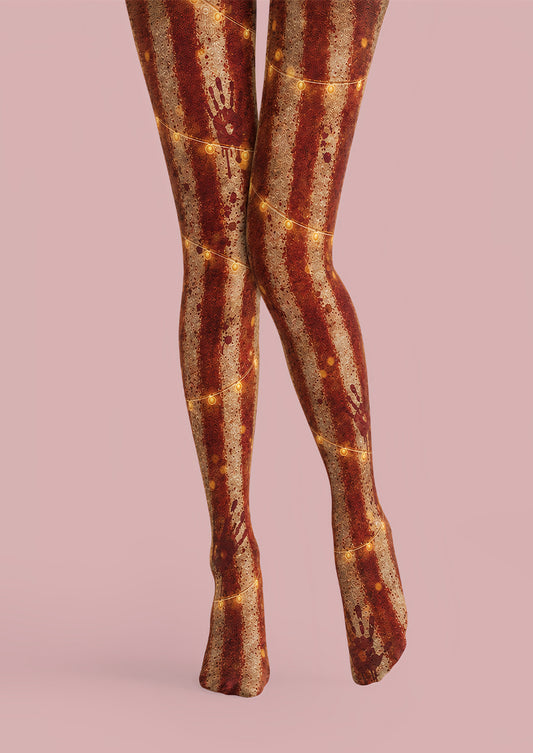 Bloody Handprint Pantyhose Stripe Halloween Patterned Tights L67-3
