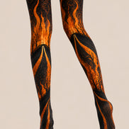 Gothic Flame Patterned Tights Dark Fire Hosiery L67-5