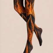 Gothic Flame Patterned Tights Dark Fire Hosiery L67-5