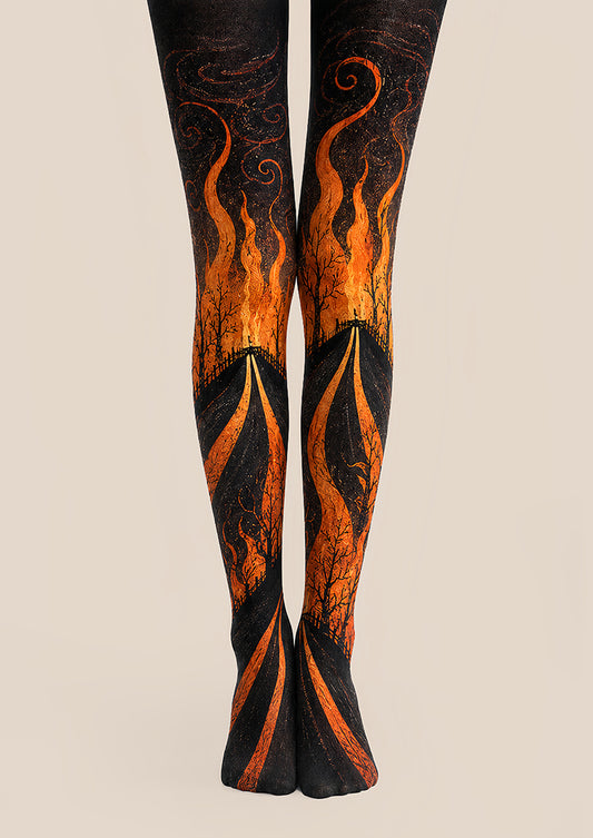 Halloween Cosplay Pantyhose Burning Road Patterned Tights L67-5