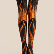 Gothic Flame Patterned Tights Dark Fire Hosiery L67-5