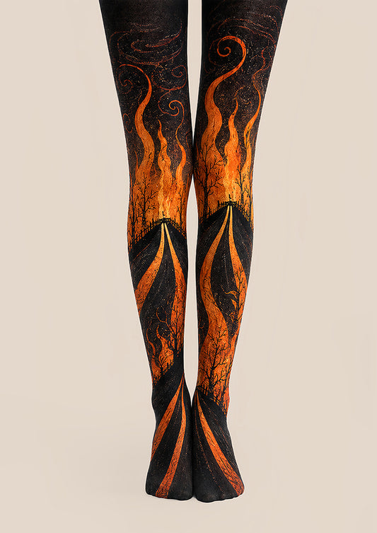 Halloween Cosplay Pantyhose Burning Road Patterned Tights L67-5