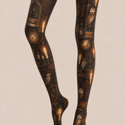 Vintage Mystic Owl Candle Print Tights Pantyhose L67-6