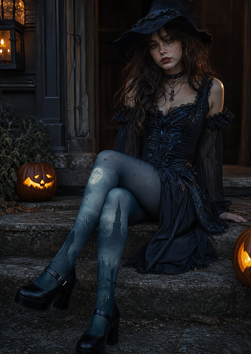 Gothic Cemetery Halloween Tights Cosplay Pantyhose L67-7