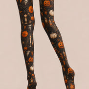 Pumpkin Skull Black Tights Halloween Party Pantyhose L67-9