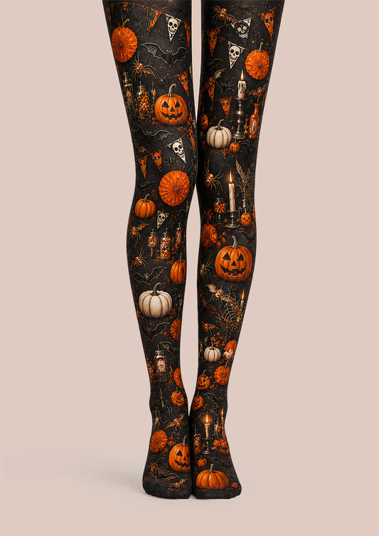 Pumpkin Skull Black Tights Halloween Party Pantyhose L67-9