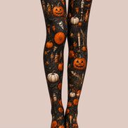 Pumpkin Skull Black Tights Halloween Party Pantyhose L67-9