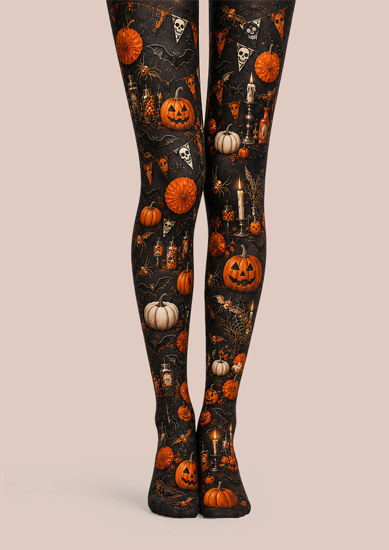 Pumpkin Skull Black Tights Halloween Party Pantyhose L67-9