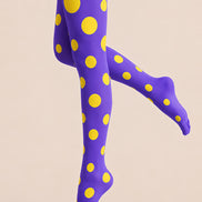 Purple Yellow Polka Dot Patterned Tights Pantyhose L68-1