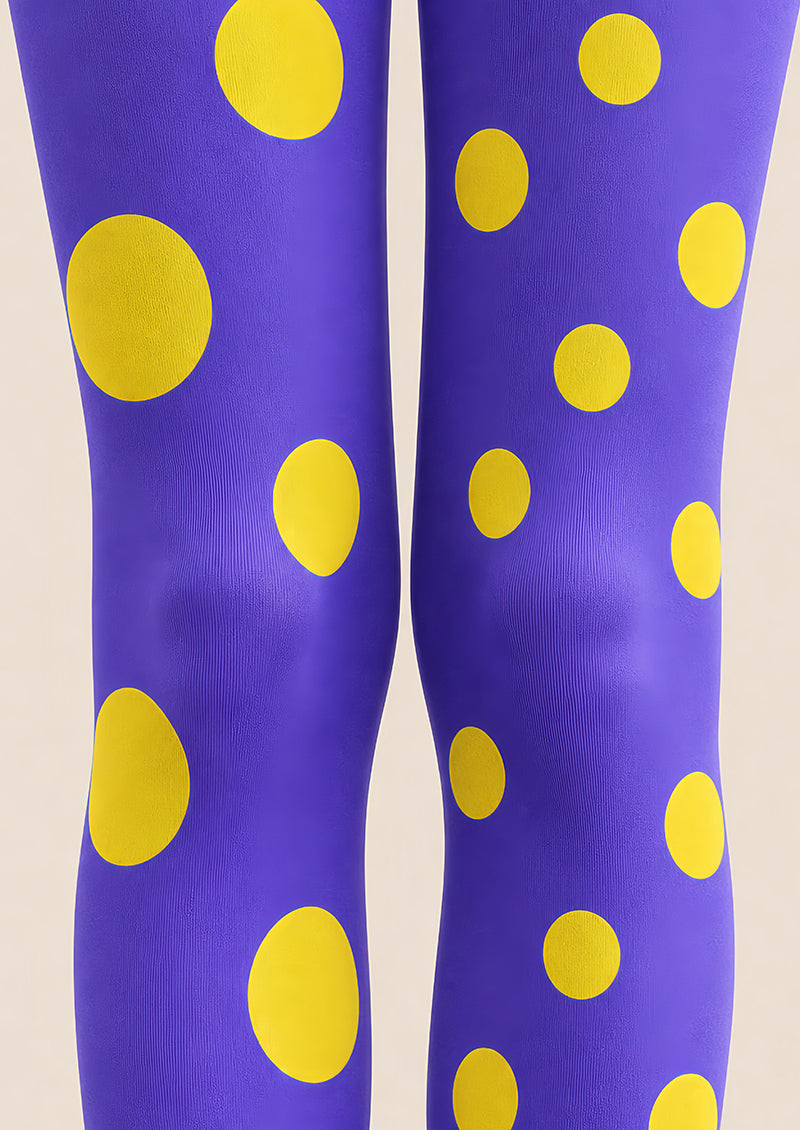 Purple Yellow Polka Dot Patterned Tights Pantyhose L68-1