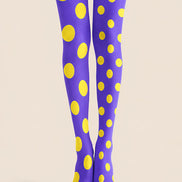 Purple Yellow Polka Dot Patterned Tights Pantyhose L68-1
