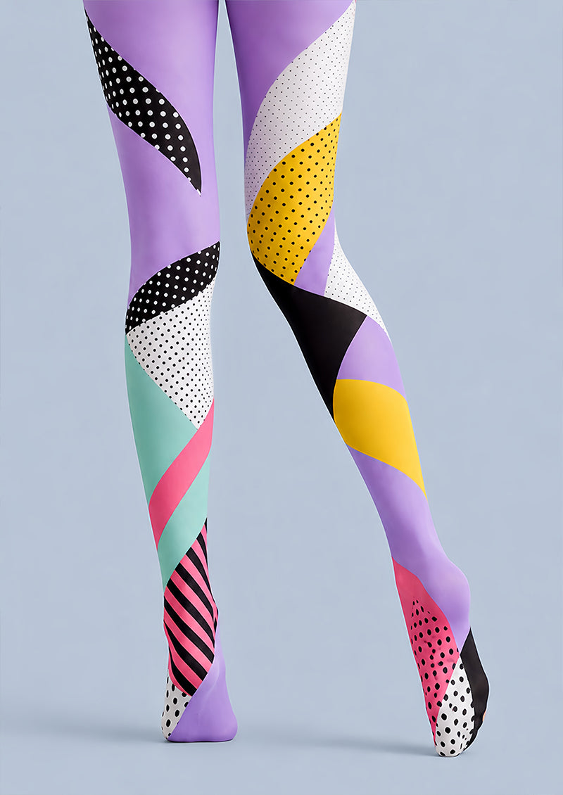 Abstract Color Block Pantyhose Pop Art Colorful Tights L68-10