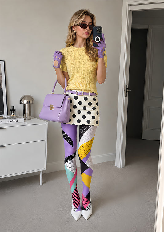 Abstract Color Block Pantyhose Pop Art Colorful Tights L68-10
