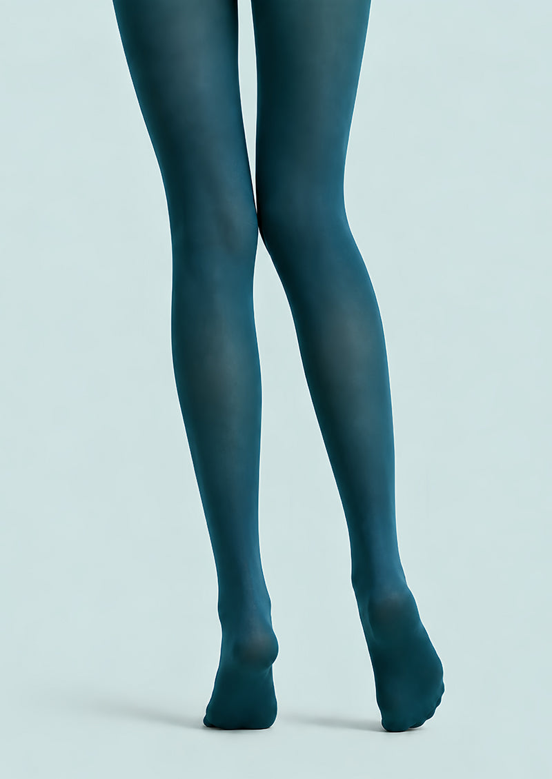 Art Print Crane Pantyhose Teal Tights Hosiery L68-100