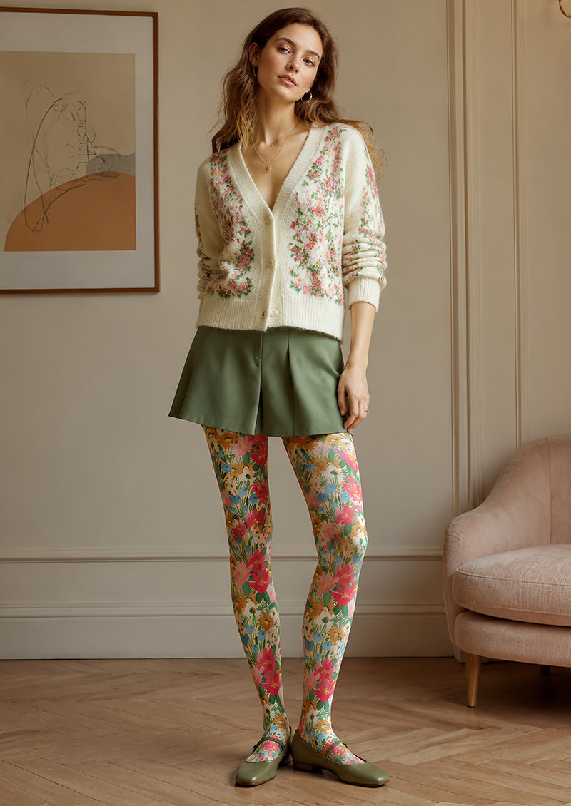Spring Colorful Floral Patterned Tights Hosiery L68-102