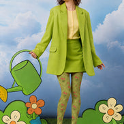 Small Floral Green Patterned Tights Pantyhose L68-103