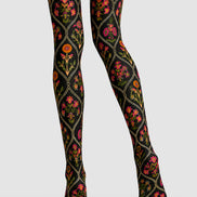 Boho Floral Diamond Tights Hosiery Pantyhose L68-106