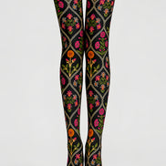 Boho Floral Diamond Tights Hosiery Pantyhose L68-106