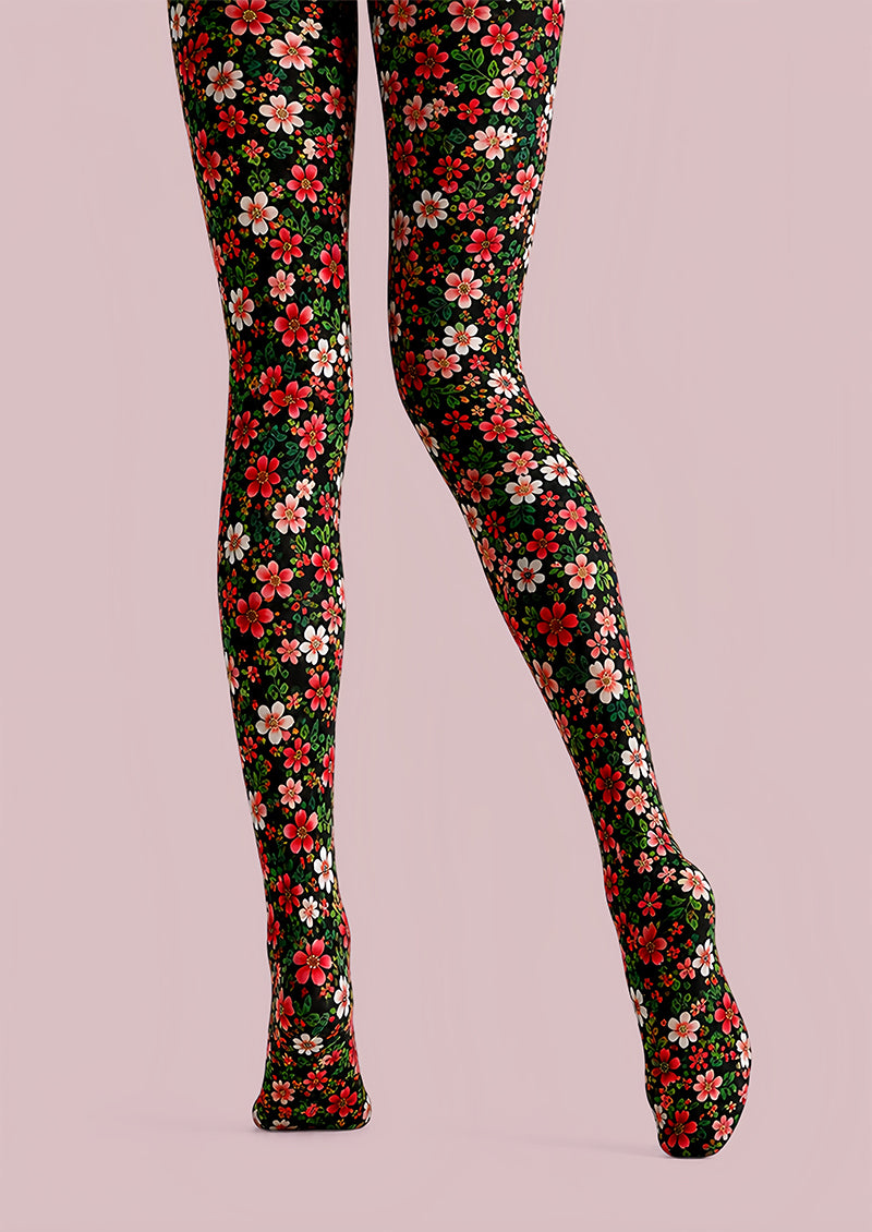 Ditsy Garden Floral Print Tights Hosiery Pantyhose L68-107
